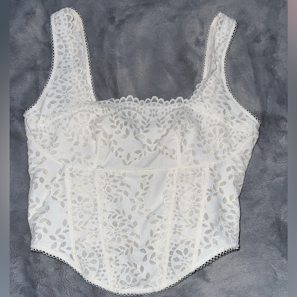pink lace cropped soft corset top